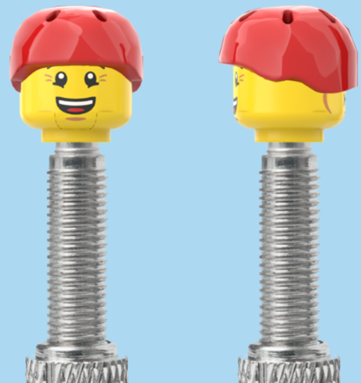 2 Faces | Bursting Cheeks Face | Wrinkle Eyes Face | Red Helmet | FV | Brick Caps | Sold as Pair