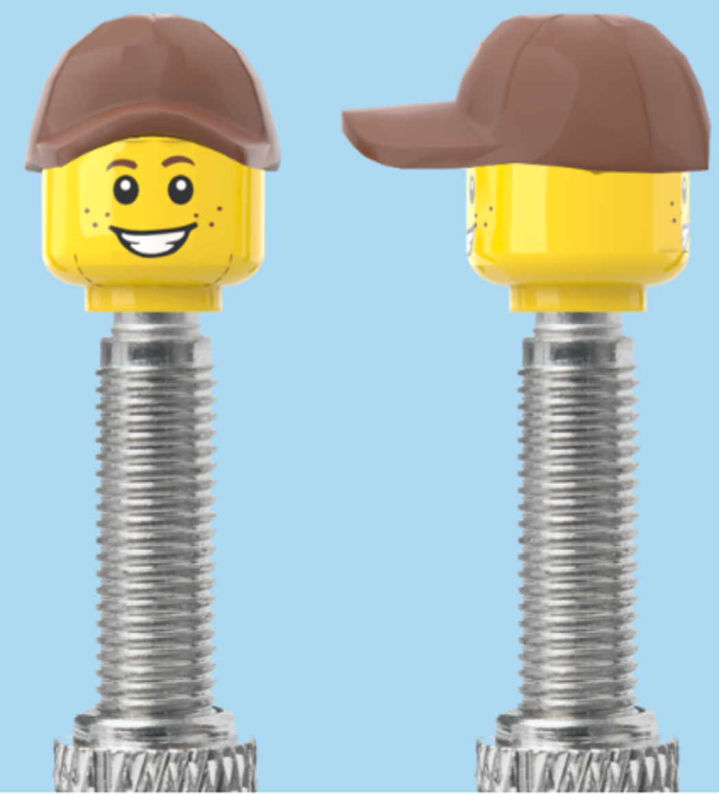 2 Faces with Freckles | Smile Face | Worried Look Face | Brown Cap | FV | Brick Caps | Sold as Pair