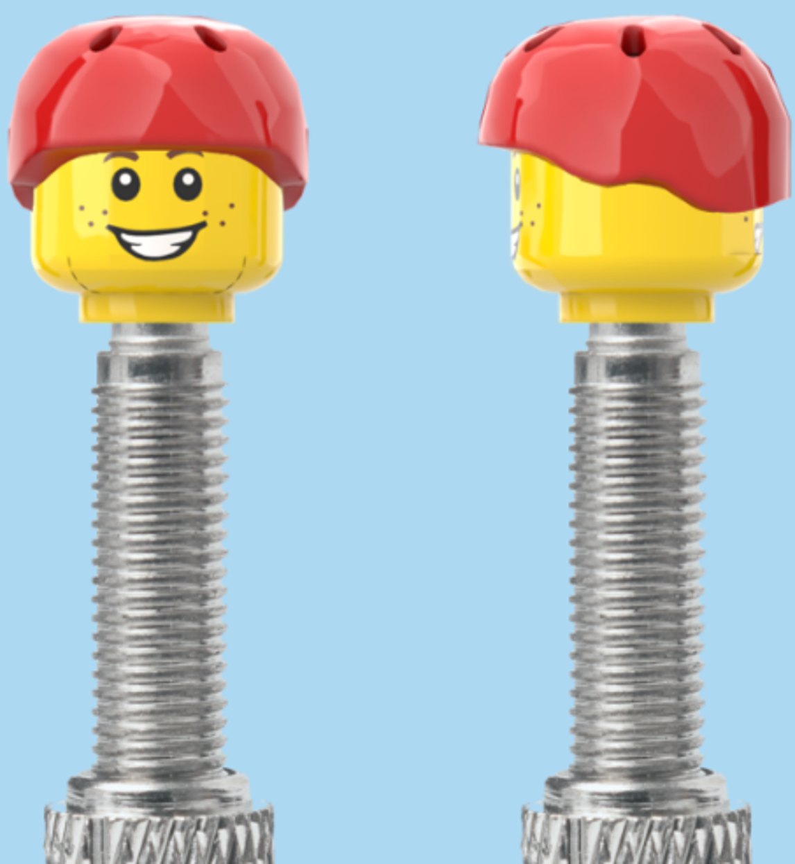 2 Faces with Freckles | Smile Face | Worried Look Face | Red Helmet | FV | Brick Caps | Sold as Pair