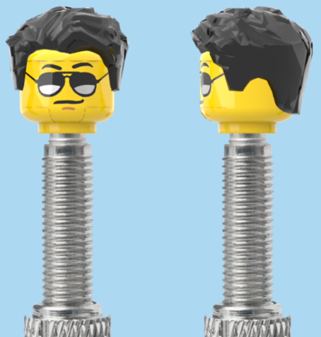 Moustache and Sunglasses | Styled Black Hairdo | FV | Brick Caps | Sold as Pair