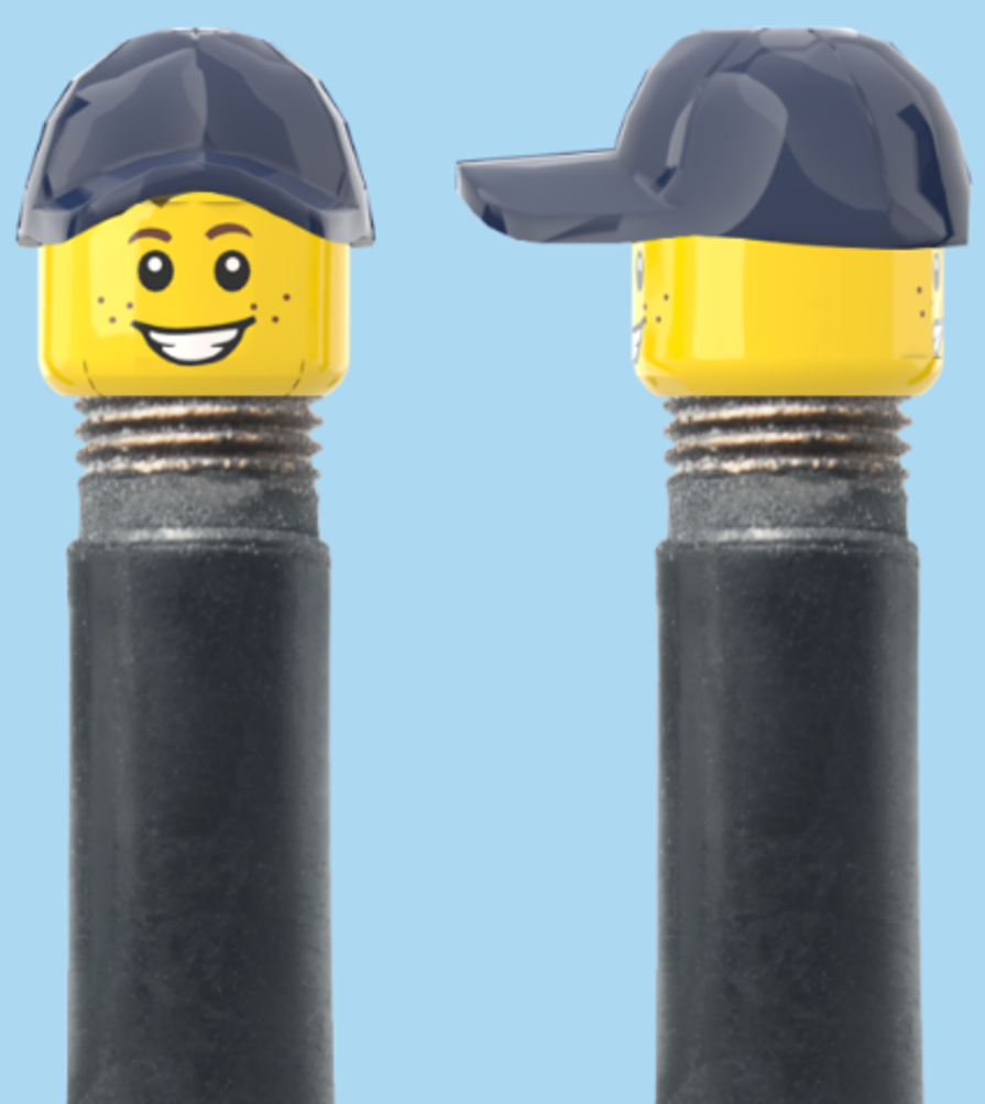 2 Faces with Freckles | Smile Face | Worried Look Face | Blue Cap | AV | Brick Caps | Sold as Pair