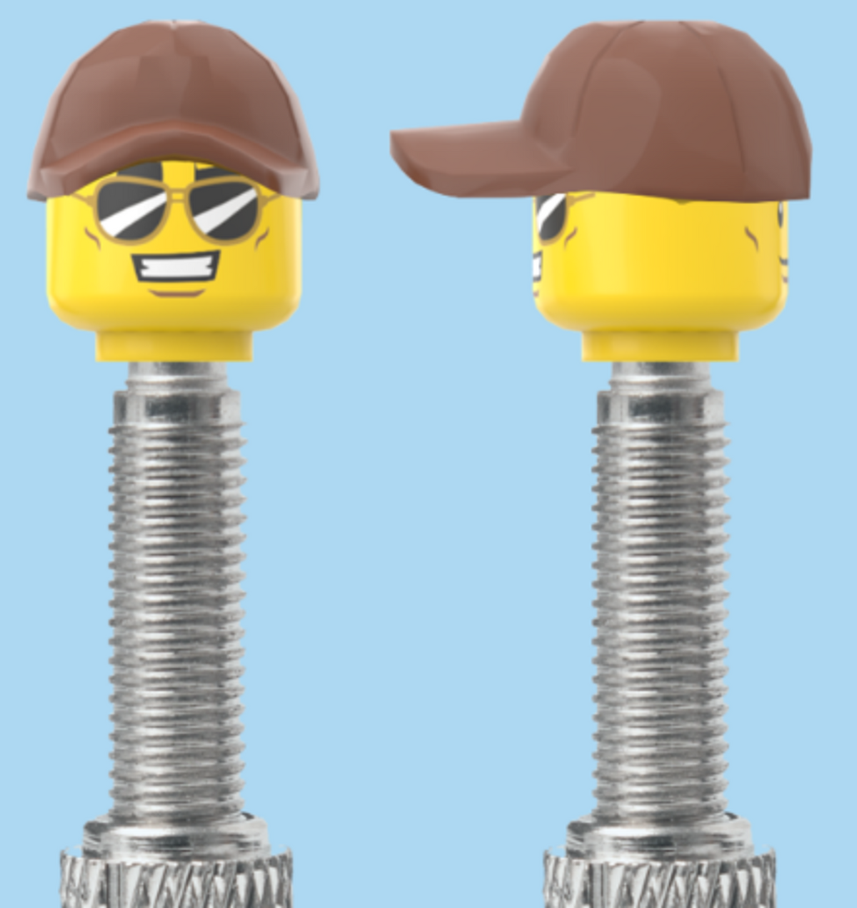 2 Faces | Sunglasses with Cheesy Smile | Normal Smile Face | Brown Cap | FV | Brick Caps | Sold as Pair