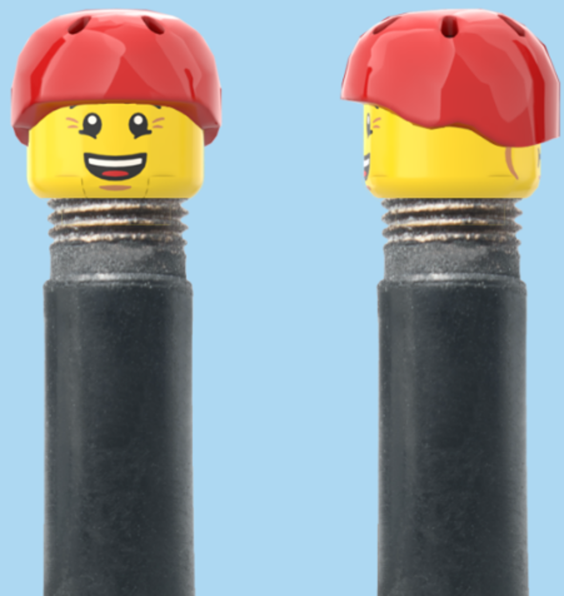 2 Faces | Bursting Cheeks Face | Wrinkle Eyes Face | Red Helmet | AV | Brick Caps | Sold as Pair