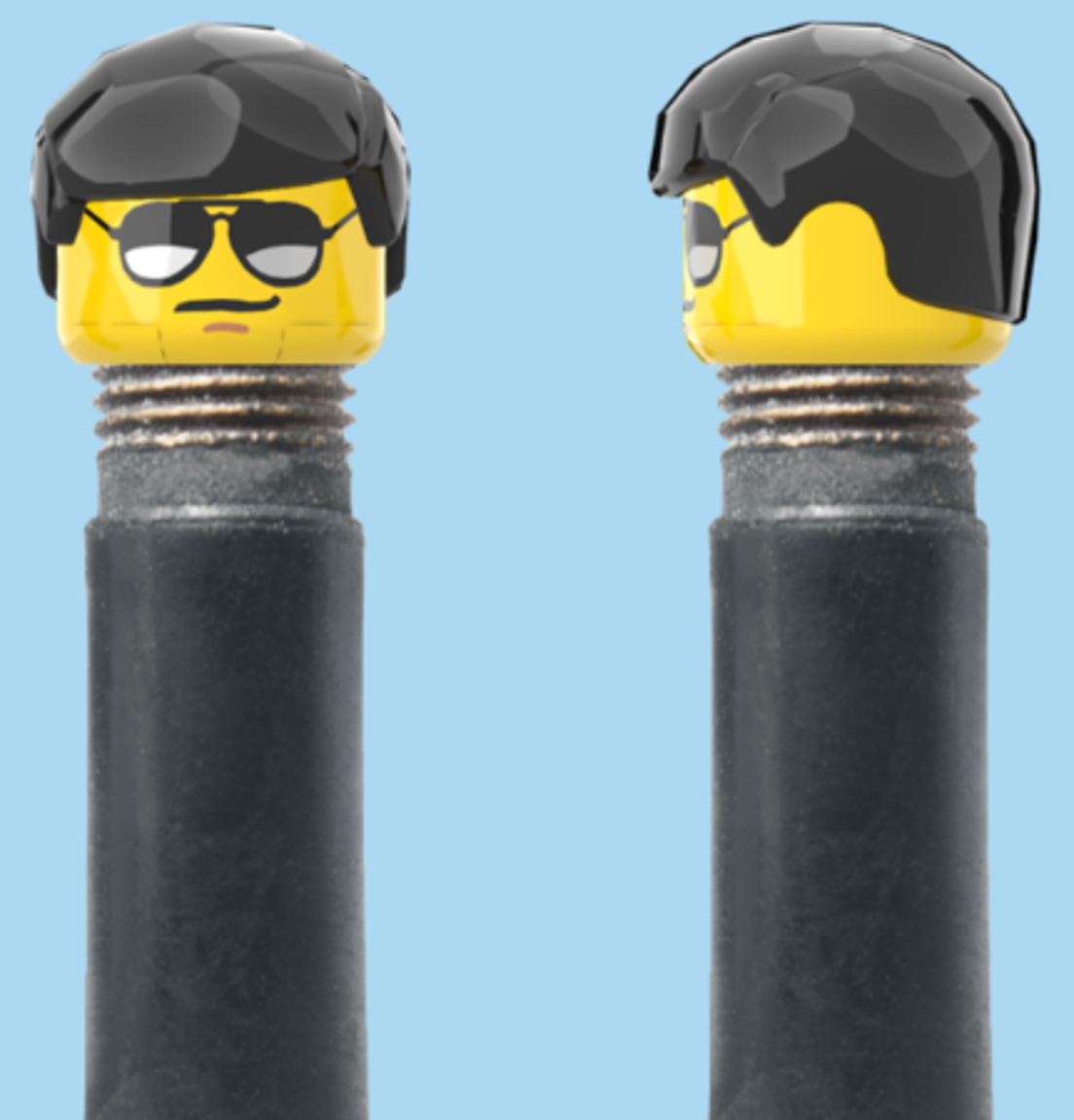 Moustache and Sunglasses | Smooth Black Hairdo | AV | Brick Caps | Sold as Pair