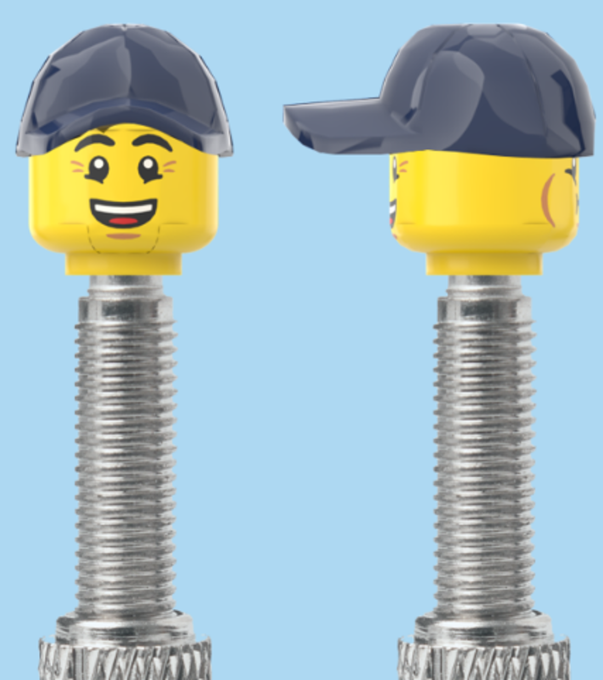 2 Faces | Bursting Cheeks Face | Wrinkle Eyes Face | Blue Cap | FV | Brick Caps | Sold as Pair