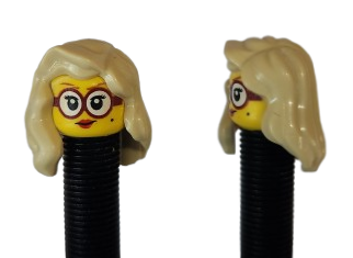 Red Lipstick & Glasses | White Long Hairdo | AV | Brick Caps | Sold as Pair