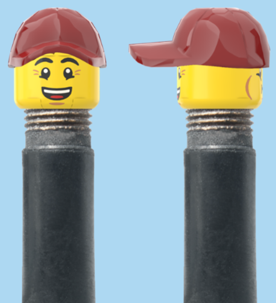 2 Faces | Bursting Cheeks Face | Wrinkle Eyes Face | Maroon Cap | AV | Brick Caps | Sold as Pair