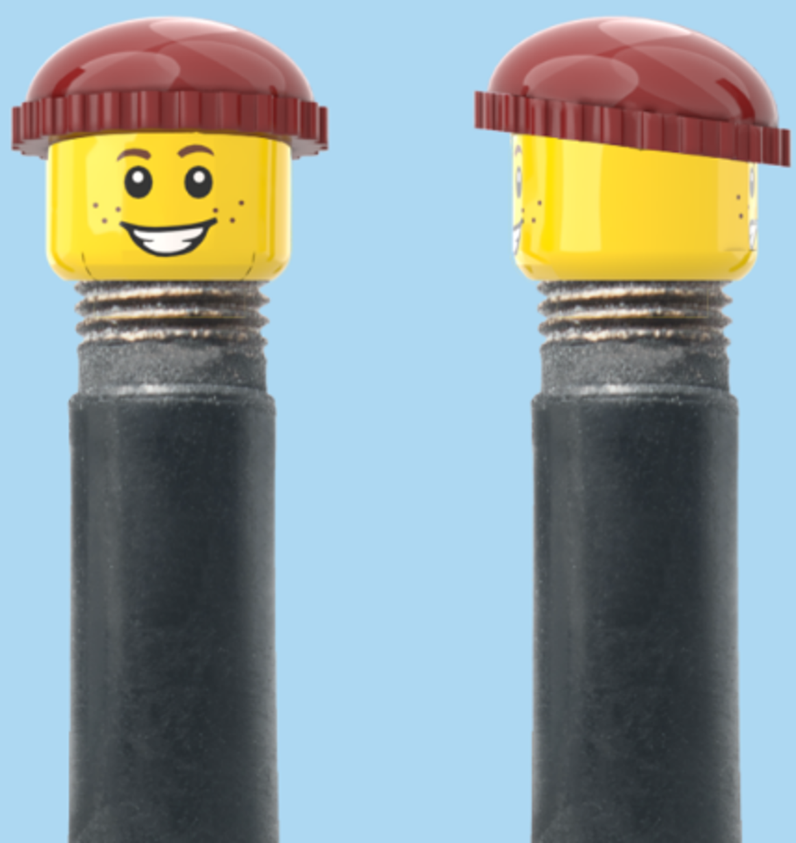 2 Faces with Freckles | Smile Face | Worried Look Face | Brown Beanie | AV | Brick Caps | Sold as Pair