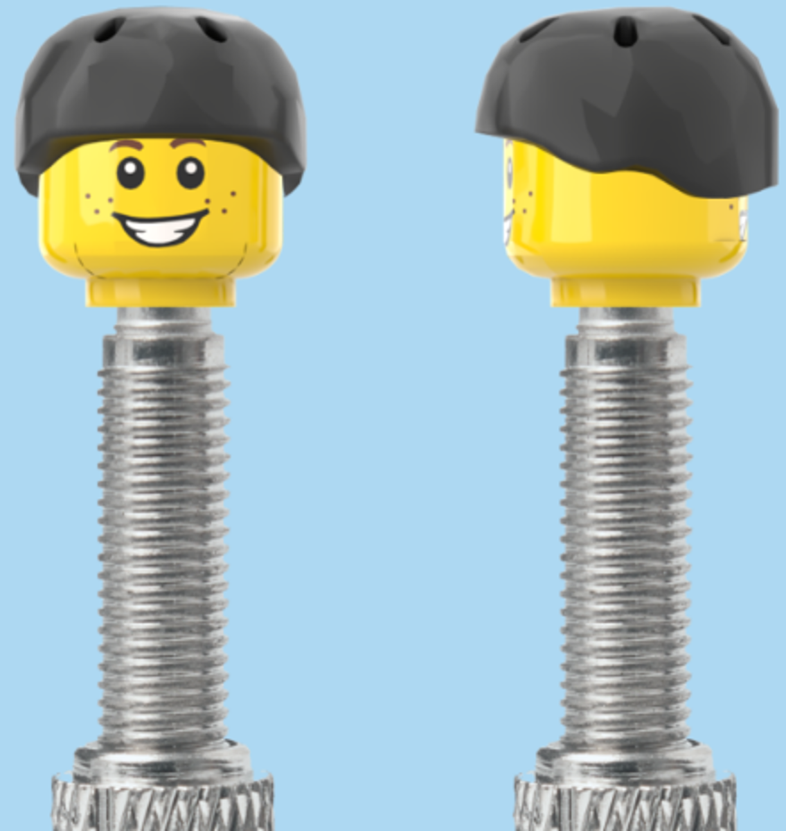 2 Faces with Freckles | Smile Face | Worried Look Face | Black Helmet | FV | Brick Caps | Sold as Pair