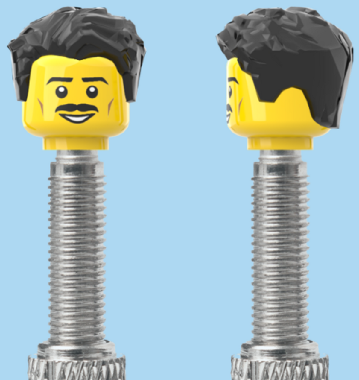 Moustache Smile | Styled Black Hairdo | FV | Brick Caps | Sold as Pair