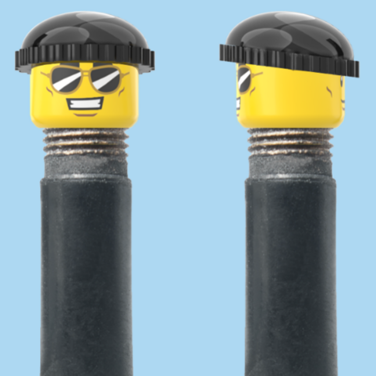 2 Faces | Sunglasses with Cheesy Smile | Normal Smile Face | Black Beanie | AV | Brick Caps | Sold as Pair