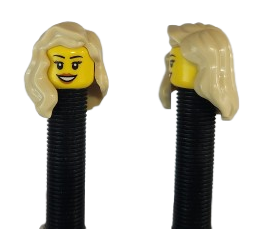 Teeth Smile Face with Eyelashes & Lipstick | White Long Hairdo | AV | Brick Caps | Sold as Pair
