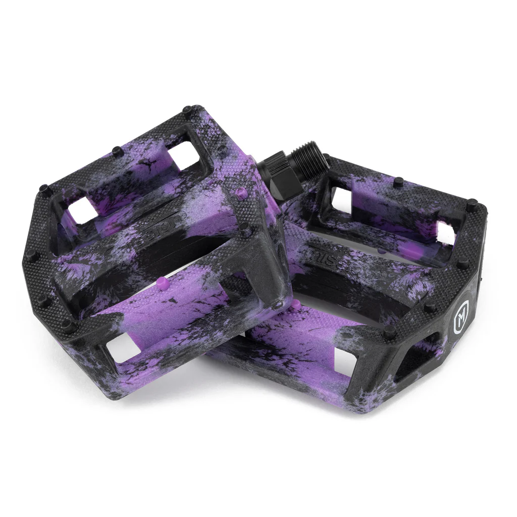 "NEW" - IMPULSE PEDALS 9/16" BLACK/PURPLE SPLASH