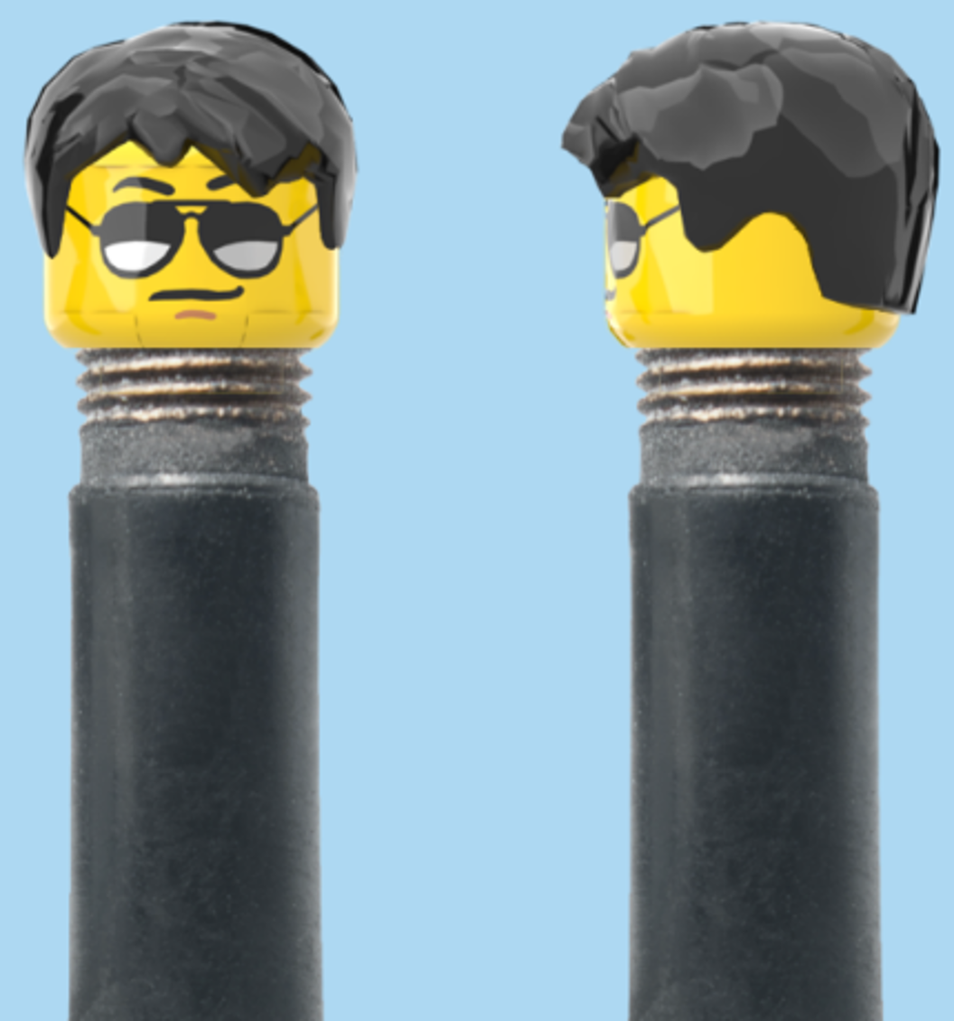 Moustache and Sunglasses | Half Smooth Black Hairdo | AV | Brick Caps | Sold as Pair