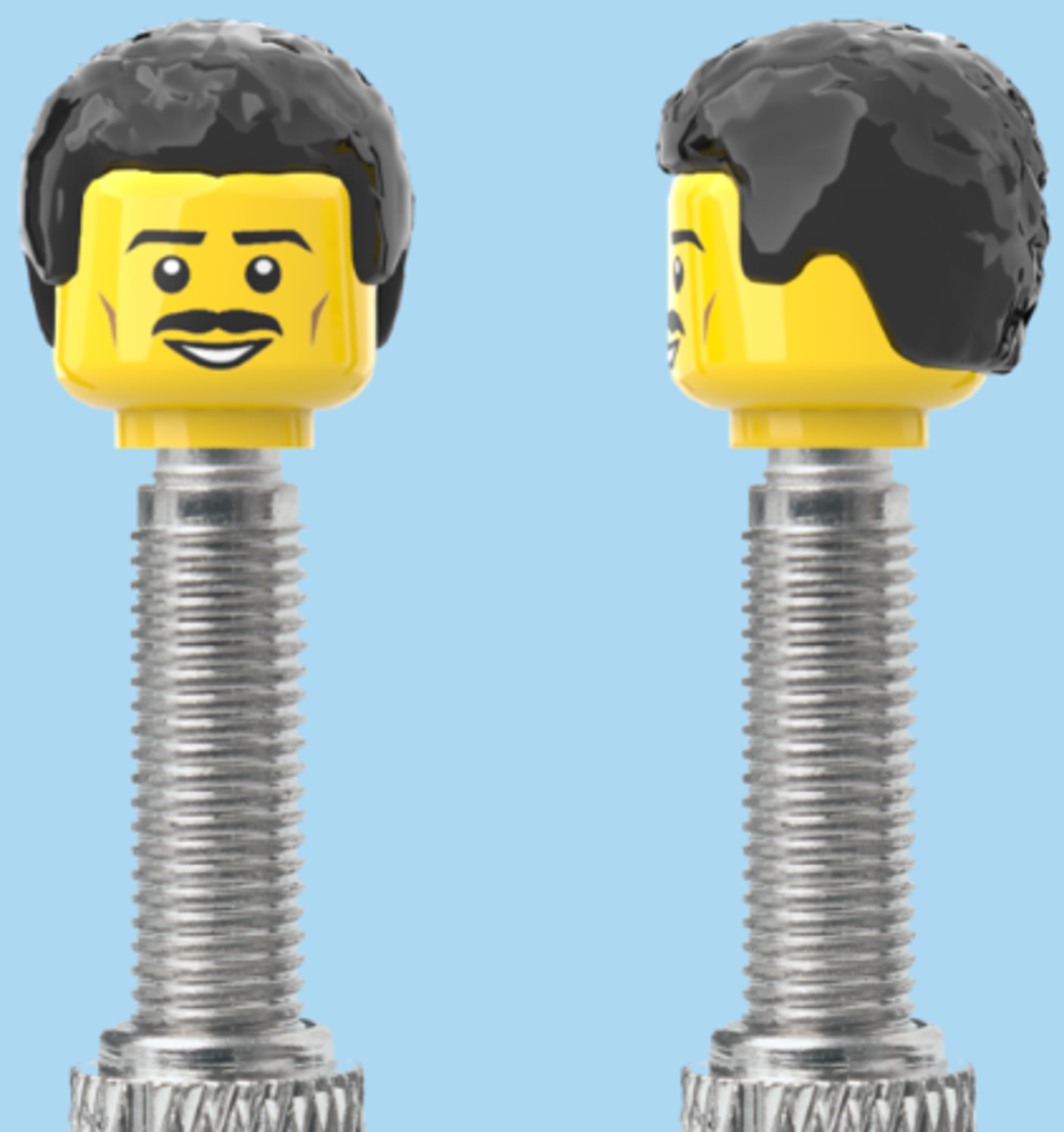 Moustache Smile | Smooth Black Hairdo | FV | Brick Caps | Sold as Pair