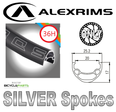 WHEEL - 29er Alex SD20 36H P/j Black Rim, 8/10 SPEED Q/R (135mm OLD) 6 Bolt Disc Loose Ball Joytech Black Hub, SILVER Spokes