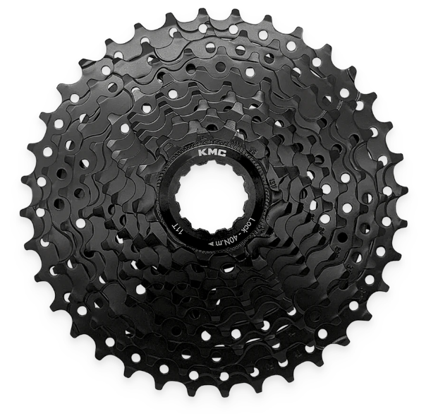 10 Speed Cassette, 11-36T - ED Coated Black, Hardened Steel, KMC, Made In Taiwan