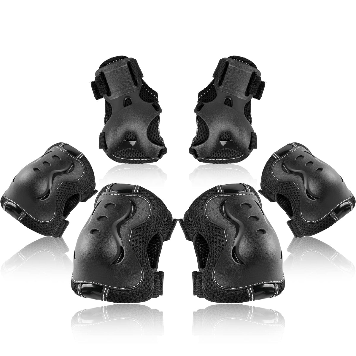 ELBOW, KNEE & PALM PAD SET, for kids, black
