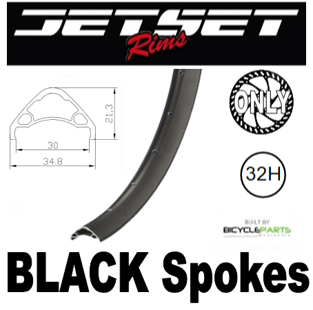 WHEEL - 29er Jetset AM-30 DH+ 32H S/j Black Rim, 8/11 SPEED 12mm T/A (148mm OLD) 6 Bolt Disc Sealed Novatec (E440 Hub Body) Boost, Steel Axle & Freehub Body for E-MTB Black Hub, BLACK Spokes