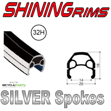 WHEEL - 650C Shining A-M8S 32H S/j Black Rim, 8/11 SPEED 12mm T/A (142mm OLD) 6 Bolt Disc Sealed Novatec Black Hub, SILVER Spokes