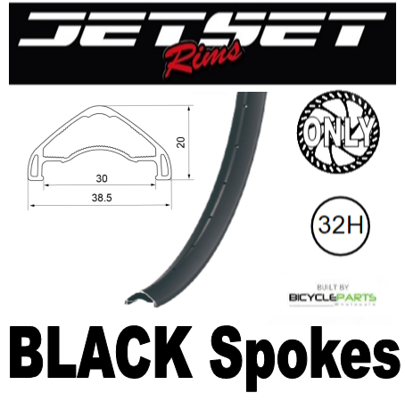 WHEEL - 29er Jetset AM-30HO+ ARCOS 32H W/j Black Rim, FRONT 15mm T/A (110mm OLD) Centerlock Disc Sealed Novatec BOOST Black Hub, BLACK Spokes