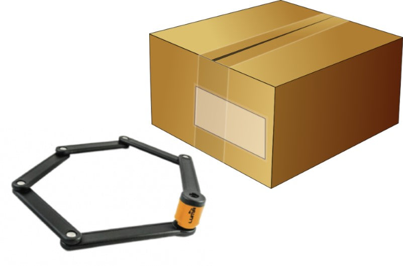 Lock, HIGH SECURITY, KEY, Folding lock with Orange Highlights, 80cm, w/Mounting brkt LUMA No1 lock brand in Spain, Box qty 4