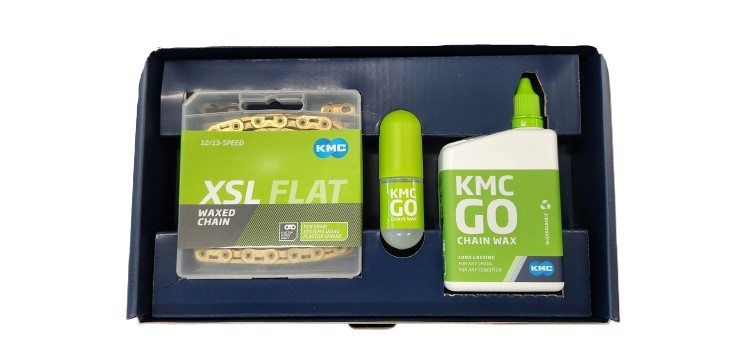 "NEW" KMC GO Waxed Limited Edition Box | XSL Flat 12/13 Speed Ti-N Gold Chain | 150ml + 15ml Wax