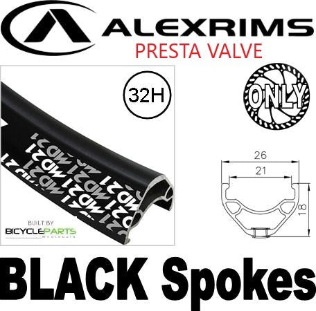 WHEEL - 29er Alex MD21 32H P/j Black Rim with Eyelets, 8/11 SPEED 12mm T/A (142mm OLD) 6 Bolt Disc Sealed Novatec Black Hub, Mach 1 BLACK Spokes