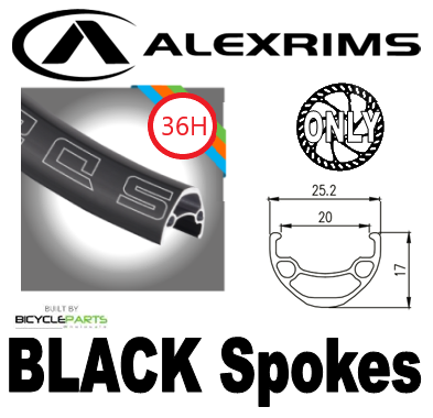 WHEEL - 29er Alex SD20 36H P/j Black Rim, FRONT Q/R (100mm OLD) 6 Bolt Disc Loose Ball Joytech Black Hub, BLACK Spokes