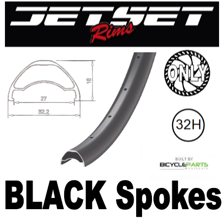 WHEEL - 27.5/650B Jetset AM-27 32H S/j Black Rim, FRONT Q/R (100mm OLD) 6 Bolt Disc Sealed Novatec Black Hub, BLACK Spokes