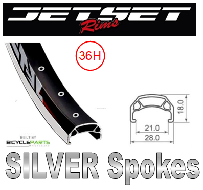 WHEEL - 700C Jetset CH-E213 36H P/j Black Rim, FRONT 15mm T/A (110mm OLD) 6 Bolt Disc Sealed Novatec Boost Black Hub, SILVER Spokes