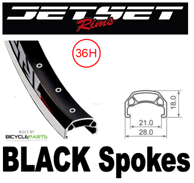 WHEEL - 700C Jetset CH-E213 36H P/j Black Rim, FRONT 15mm T/A (110mm OLD) 6 Bolt Disc Sealed Novatec Boost Black Hub, BLACK Spokes