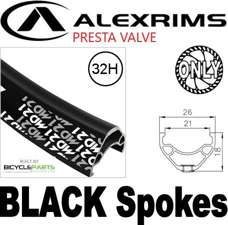 WHEEL - 29er Alex MD21 32H P/j Black Rim, 8/11 SPEED 12mm T/A (148mm OLD) Centerlock Disc Sealed Novatec BOOST Black Hub, BLAKC Spokes