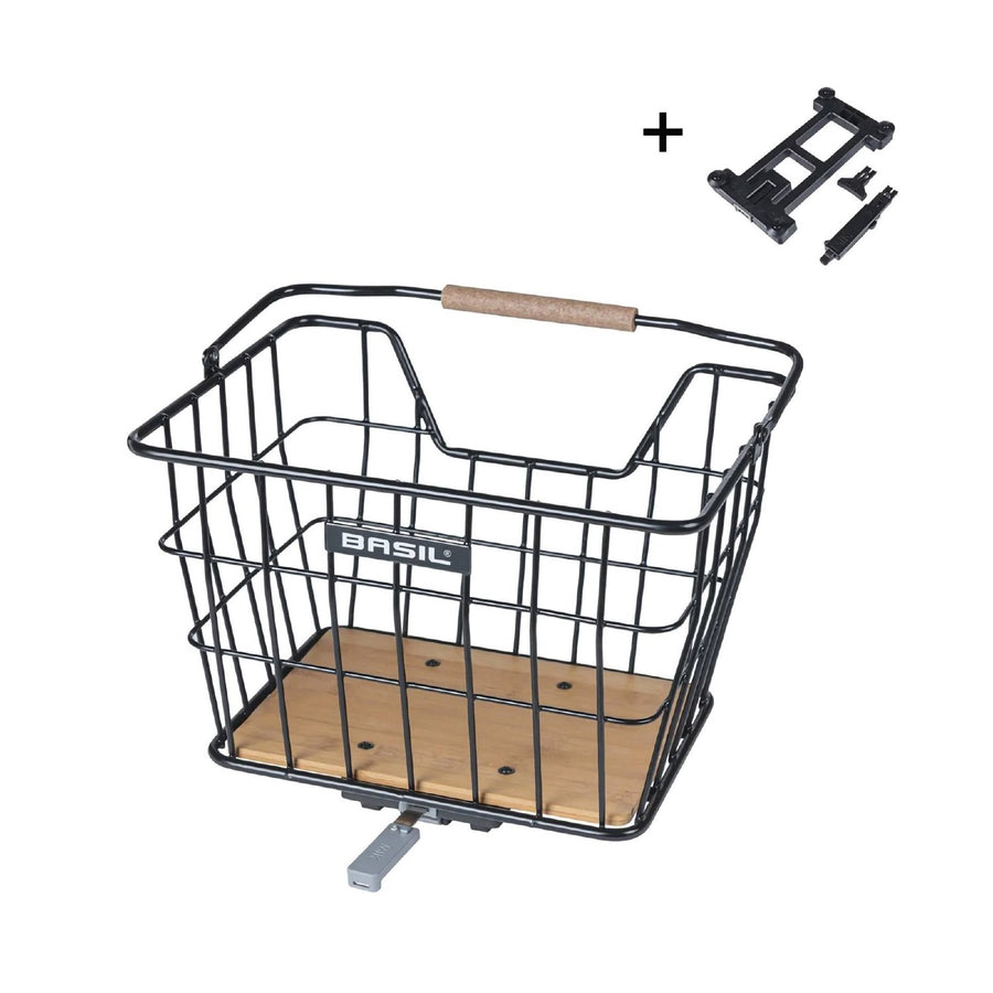 BASIL NORDLAND BICYCLE BASKET MIK 2.0 23L BLACK/NATUREL BROWN