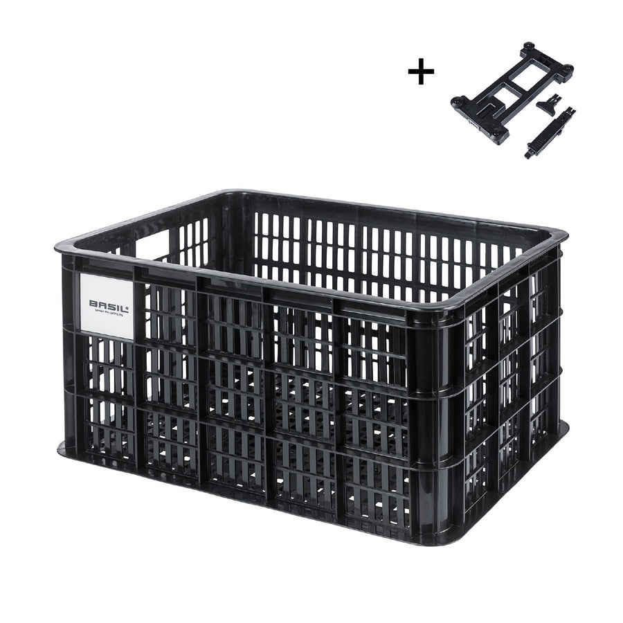BASIL BICYCLE CRATE MIK 2.0 L 40L BLACK RECYCLED