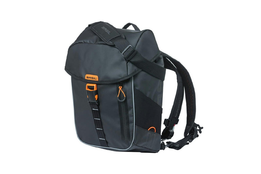 BASIL MILES TARPAULIN BACKPACK, 17L, BLACK ORANGE