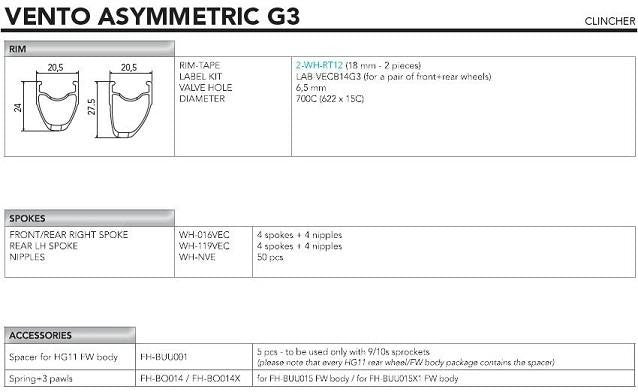 COMPL. REAR LEFT SPOKE FOR VENTO G3 (4 PCS.)