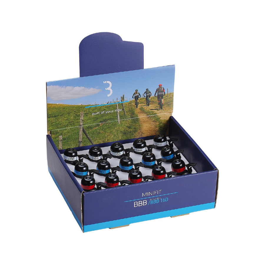 BBB-16D BELL MINIFIT DISPLAY 20PC BLK/BLU/RED/GRE